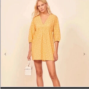 Reformation yellow baja floral babydoll dress